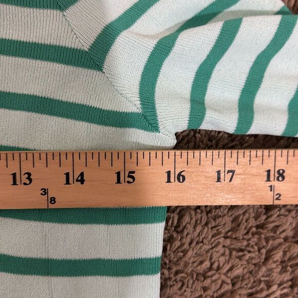 Tory Burch NWT Polina Green Sailor Stripe Viscose Sweater size M Business Casual - Picture 8 of 11